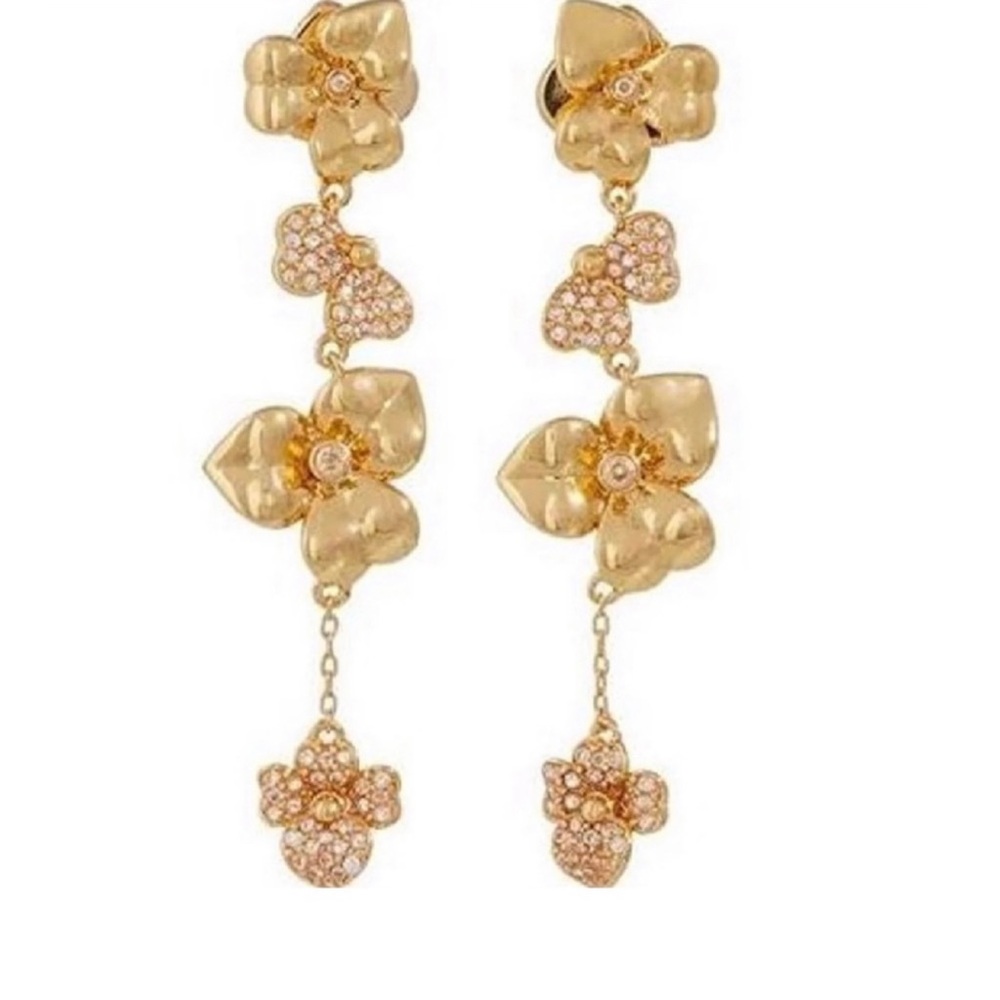 Kate Spade Gold Floral Statement Earrings - Picture 2 of 6